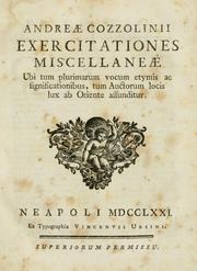 Cover of: Andreae Cozzolinii Exercitationes miscellaneae by Andrea Cozzolini