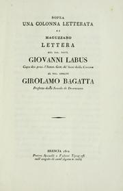 Cover of: Sopra una colonna letterata di Maguzzano by Giovanni Labus