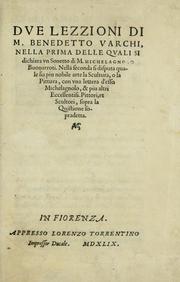 Cover of: Dve lezzioni di M. Benedetto Varchi by Benedetto Varchi