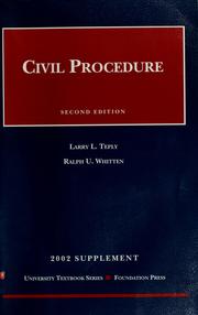Cover of: Civil procedure 2002 supplement | Larry L Teply