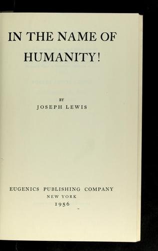 In the name of humanity by Lewis, Joseph