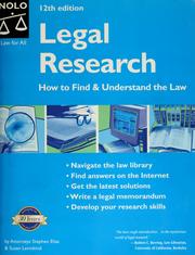 Cover of: Legal research by Stephen Elias