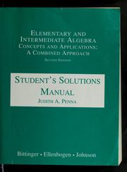 Cover of: Student's solutions manual: elementary and intermediate algebra, concepts and applications: a combined approach