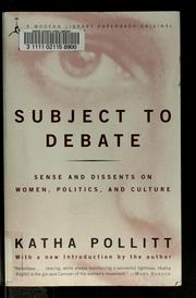 Cover of: Subject to debate