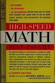 Cover of: High-speed math self-taught by Lester Meyers