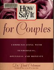 Cover of: How to say it for couples by Paul W. Coleman