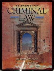 Cover of: Principles of criminal law by Harvey Wallace