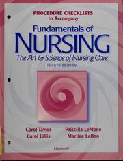 Cover of: Procedure checklists to accompany Fundamentals of nursing by Taylor, Carol CSFN
