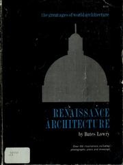 Cover of: Renaissance architecture. by Bates Lowry