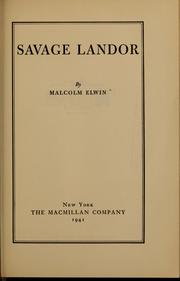 Cover of: Savage Landor