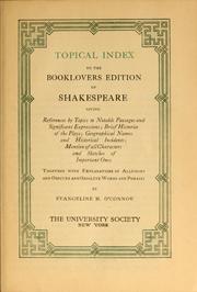 Cover of: Topical index to the Booklovers edition of Shakespeare by Evangeline Maria Johnson O'Connor
