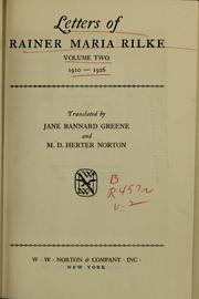 Cover of: Letters of Rainer Maria Rilke, 1910-1926
