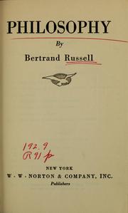 Cover of: Philosophy by Bertrand Russell