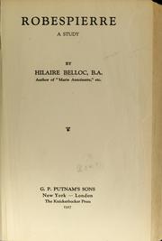 Cover of: Robespierre | Hilaire Belloc