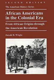 Cover of: African Americans in the colonial era: from African origins through the American Revolution