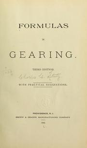 Cover of: Formulas in gearing