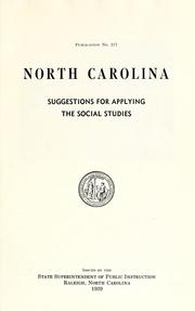 Cover of: North Carolina: suggestions for applying the social studies