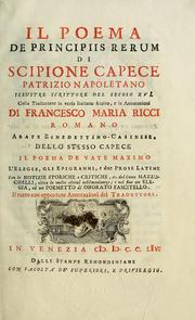 Cover of: Il poema: De principiis rerum di Scipione Capece