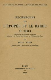 Cover of: Recherches sur l'épopée et le barde au Tibet by Rolf Alfred Stein