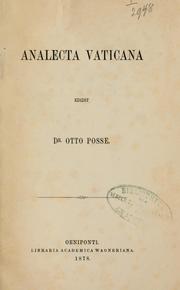 Cover of: Analecta Vaticana by Otto Posse