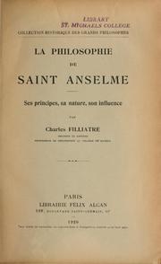 Cover of: La philosophie de saint Anselme