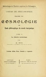 Cover of: Cosmologie, ou, Étude philosophieque du monde inorganique ...