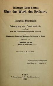 Cover of: Johannes Duns Scotus über das Werk des Erlösers by Theodor Fetten