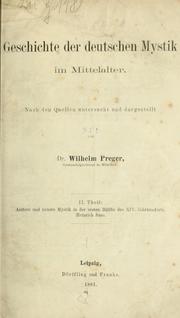 Cover of: Geschichte der deutschen mystik im mittelater by Johann Wilhelm Preger