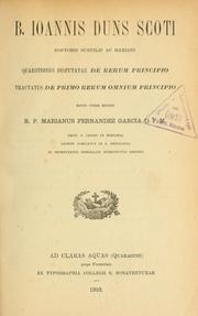 Cover of: Quaestiones disputatae De rerum principio, tractatus De primo rerum omnium principio by John Duns Scotus