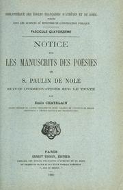 Cover of: Notice sur les manuscrits des poésies de S. Paulin de Nole: suivie d'observations sur le texte