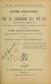 Cover of: Lettres apostoliques de Pie IX, Gregoire XVI, Pie VII by Pius IX Pope