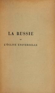 Cover of: La Russie et l'Eglise Universelle by Vladimir Sergeyevich Solovyov