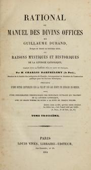 Cover of: Rational ou manuel des divins offices de Guillaume Durand by Guillaume Durand