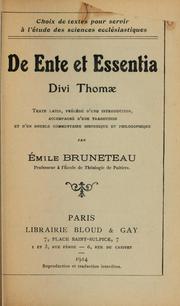 Cover of: De Ente et de essentia divi Thomae by Thomas Aquinas