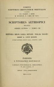 Cover of: Historia Regis Sarsa Dengel by Carlo Conti Rossini