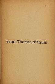 Cover of: Saint Thomas d'Aquin: introduction à l'étude de sa personnalité et de sa pensée