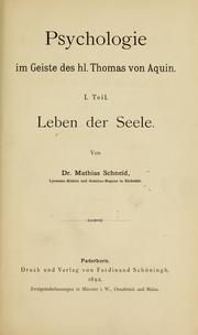 Cover of: Psychologie im geiste des hl. Thomas von Aquin ...