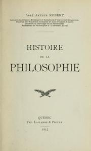 Cover of: Histoire de la philosophie