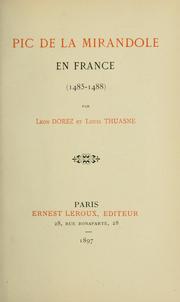 Cover of: Pic de la Mirandole en France (1485-1488)