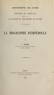 Cover of: La biographie d'Empédocle by Joseph Bidez