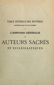 Cover of: Histoire générale des auteurs sacrés et ecclésiastiques by Rémi Ceillier