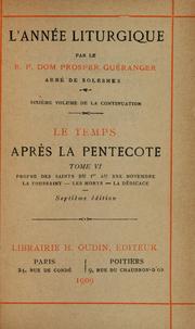 Cover of: L'Année liturgique by Prosper Guéranger, Prosper Guéranger