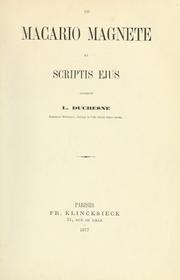 Cover of: De Macario Magnete et scriptis ejus by Louis Duchesne