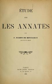 Cover of: Étude sur les annates