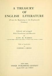 Cover of: A Treasury of English literature: from the beginning to the eighteenth century