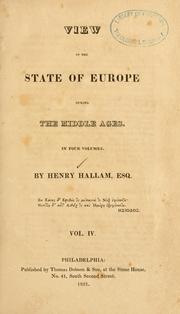 View of the state of Europe during the middle ages ... by Henry Hallam