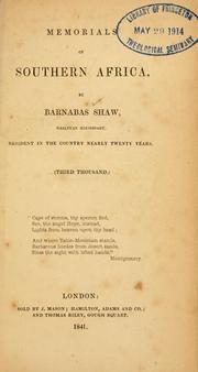 Cover of: Memorials of South Africa by Barnabas Shaw