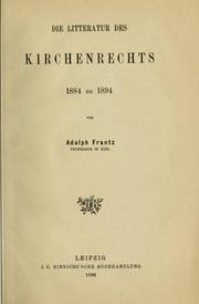 Cover of: Die Litteratur des Kirchenrechts, 1884 bis 1894