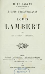 Cover of: Louis Lambert ; Les proscrits ; Séraphita