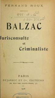 Balzac, jurisconsulte et criminaliste by Fernand Roux